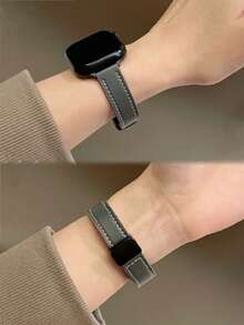 1pc Vintage Leather Magnetic Watch Band, Compatible With 38/40/41/42/44/45/46/49mm Ultra/Ultra2/SE/SE2/11/10/9/8/7/6/5/4/3/2/1 Models, Suitable As Back-To-School Gift - Grey - View 6