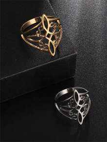 1pc Stainless Steel Witch Knot Ring, Celtic Knot Witch Amulet Ring For Women - Fashion - View 2
