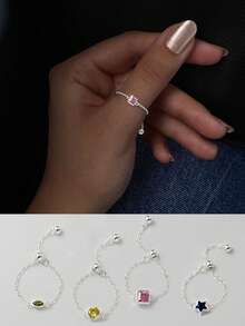 1 Piece Of S925 Sterling Silver Ring With A Noble "Runaway Princess" Style, Adorned With Sweet Rose Quartz And Sparkling Diamonds. Suitable For Daily Wear, It Is Elegant And Versatile, Making It An Excellent Gift For Mothers, Girlfriends And Sisters.