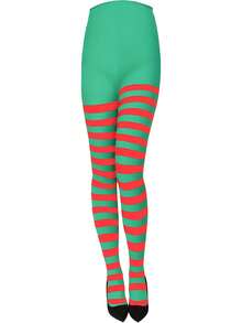 1 Stück Weihnachts-gestreifte Strumpfhose für Frauen, Rot/Weiß, Schwarz/Rot, Slim Fit Strumpfhose für Party, Cosplay, Herbst/Winter, gemütlich