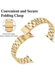 1pc Narrow Women's Gold Metal Apple Watch Band, Suitable For Apple Watch Ultra 3/2/1 Series SE/S10/S9/S8/S7/S5/S4/S3, 14mm Detachable 3-Link Chain Gold Strap, Fashionable, Elegant, Suitable For Daily Wear, Parties, Travels, Gift For Girls, Apple Watch 38/40/41mm, 44/45/46/49mm Smartwatch Accessories