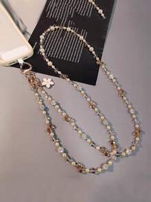 水晶莱茵石球挂绳带 - 斜挎/单肩款式，长度较长，适合户外、旅行、摄影、购物，可与手机兼容，可作为送给母亲、家人、朋友、生日、节日的礼物，手机挂饰，手机链