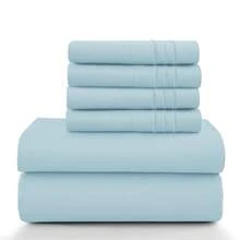 LUX DECOR 6-Piece Embroidered Bed Sheet Set – Brushed Microfiber, Deep Pocket, Lightweight & Breathable – Graduation Gifts, Home Decor, Sleep Protection For Dorms, Student Beds, Back‑To‑School Gift, Soft Bed Linens, Comfortable Sleep, Luxury Bed Set, Valentine's Day Bedroom, Spring Bedding Refresh, Guest Room Essentials, Dorm Room Bedding, Premium Bed Linens, Easy Care Sheets, Hypoallergenic Fabric, Year-Round Comfort, Master Bedroom Update, Matching Bedding Set, Hotel Quality Linens - 藍色 - 查看 12