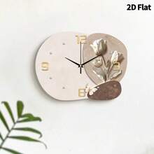 2D Flat, 1pc Modern Minimalist Flower Creativity Art Clock Mute Decorative Wall Clock, Super Quiet Quartz Movement, No Ticking Sound, Suitable For Bedroom Decor, Dining Room Living Room Office Sofa Background Wall Decor, Home Decor