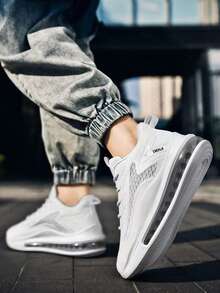 Nuevas zapatillas deportivas para hombre.Zapatos para correr al aire libre para hombres.Zapatos de malla transpirable para hombre., Estilo Moderno, Malla Transpirable, Cojín de Aire para Absorción de Impactos, Antideslizantes y Duraderos - Blanco - Ver 4