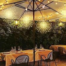 AMILL 4pcs Solar Starburst Sphere Lights, 400LEDs Hanging Fairy Firework Lights, 8 Modes Copper Wire Sparkly Lights For Patio Party Tent, Solar-Powered With 500mAh Lithium Battery, No Remote, Warm White - 暖白光 - 查看 12