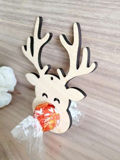 Set aus 10 Schokoladenhaltern mit Rentier-Designs, perfekt als Weihnachtsschmuck, hölzerne Geschenkanhänger und Füllungen für Weihnachtsboxen. Ideal für saisonale Dekoration, Tischdekorationen und Geschenke zu Anlässen wie Weihnachten, Neujahr und Heimdekoration.