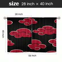 2pcs Anime  Curtain Panels Red Cloud Design Window Drapes, No Rod Needed, Quick Installation, Lightweight Polyester Privacy Window Treatments For Bedroom, Living Room, Kitchen Perfect For Fans Gift, Anime Gifts, Cloud Pattern Curtains, Easy Install Curtains, Bedroom Curtains, Themed Decor, Machine Washable, Blackout Drapes, Home Decorators Window Curtain For Livingroom Bedroom Bathroom Kitchen Zxl - trắng - Xem 3