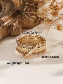 三件套可叠戴戒指，适合女士参加派对和活动时佩戴 - 彩色 - 查看 8