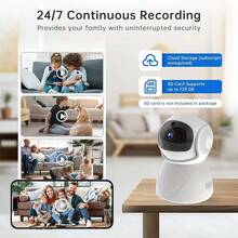 3MP 室内安全摄像头、WiFi 2.4GHz 5GHz 平移/倾斜、带移动应用程序的宠物摄像头、360° 无线摄像头，用于家庭安全，带运动检测、双向音频、警报、1080P WiFi 无线安全摄像头、2.4G WiFi 半球摄像机、婴儿监视器宠物摄像头，带视频播放功能、最大 256GB 安全摄像头 SD 卡、云/卡存储