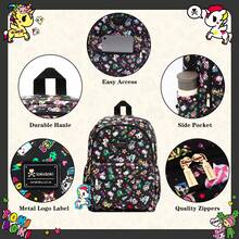 Official Tokidoki Unicorno Backpack With Keychain For Women Men, Cartoon Large Capacity Travel Laptop Book Bag Casual Daypack Shoulder Bag - màu đen - Xem 4