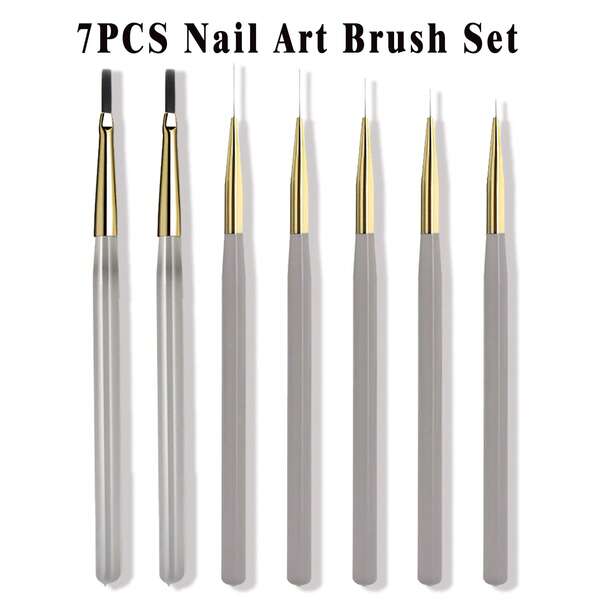 5 Pezzi Set di Pennelli per arte di unghie Francese a Quadri - Penna per Disegno a Griglia di Linee per Estensione Gel UV Fai-da-Te Forniture per Pittura