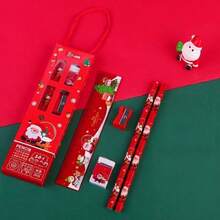 Christmas Gift Box Pencil Set, Handheld Stationery, Christmas Neutral Pen Stationery Set For Students, Cute Christmas Stationery, Stationery Set As Cute Christmas Surprise Gift
