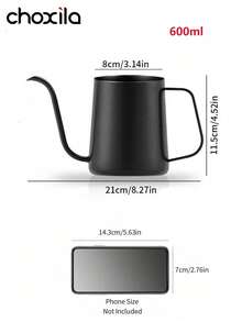 choxila 1pc Black Stainless Steel Coffee Pot, Pour-Over Coffee-Specific Kettle, Espresso Tool, Teapot, Water Kettle, 350ml/12oz & 600ml/20oz, Suitable For Daily Use, Saudi National Day Gifts, Courtyards And Coffee Shops - Coffee Maker - View 14