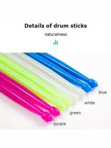 2 件 [夜光鼓槌] 5A 荧光鼓槌 | 霓虹彩色夜光鼓头，5 种鲜艳尺寸（白色、粉色、蓝色、绿色、紫色），适合爵士鼓和初学者鼓手 - 高品质非电动鼓配件 - 彩色 - 查看 9