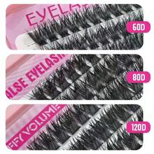 Pink Eyelash Book Length 10-18 (60D+80D+100D) Natural Heat Melt Eyelash Book With Three Rows Of Eyelash Extensions For DIY False Eyelashes - 粉色 - 查看 3