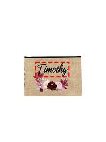 Customized Name Tote Bag, Floral Pattern And Customized Text, Solid Color Makeup Bag, Women's Linen Large Capacity Tote Bag, Shopping Bag, Portable Casual Storage Tote Bag, Suitable For Daily Travel, Beach Vacation, Large Capacity Shopping Bag, Perfect For School, Birthday, College, Work, Business, Commute, Outdoor, Travel, Vacation And Other Occasions, Women's Tote Bag And Large Tote Bag - Khaki - View 10