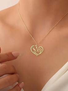 1pc Customized Running Horse Name Necklace, Unisex Stainless Steel Animal Pendant Necklace, Personalized Jewelry Gift - Multicolor 1 - View 5