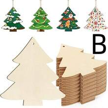 30 Peças Enfeites de Árvore de Natal de Madeira Não Acabados, Decorações Suspensas Artesanais DIY, Adequados para Pintura, Decoração de Feriados, Enfeites de Árvore de Natal