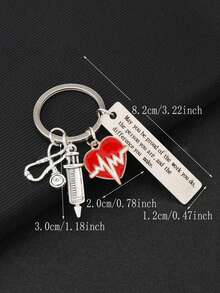 1pc Stainless Steel Electrocardiogram Keychain, Graduation For Nurse, Doctor, Colleague Halloween Accessories Teachers Day Christmas Gift Ideas