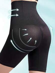 Plus Size High-Waist Seamless Tummy Control Shaping Shorts L-5XL – 3D Contour Cut With Anti-Slip V-Waistline & Breathable Stretch Fabric For Postpartum Recovery, Hip Lift, And Slimming Support. Flattering All-Body-Types Silhouette For Curvy Girls. Soft Lining Gusset, Non-Roll Edges, All-Day Comfort - 黑色 - 查看 3