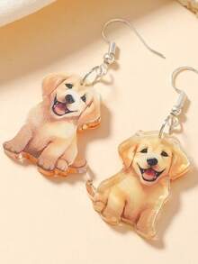 1pair 2D Flat Acrylic Charming Plush Puppy Dangle Earrings Women's Fashion Jewelry For Friends On Valentine's Day Or New Year,Mom,Mother,Mother's Day,Gift
