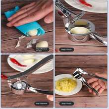 1pc Stainless Steel Garlic Press, Manual Garlic Crusher, Ginger Grater, Kitchen Tool, Rust-Proof Professional Garlic Mincer, Easy To Squeeze And Clean, Vegetable & Fruit Processing Tool, Kitchen Gadget, Household Essential, Creative Kitchen Tool, Suitable For Hotel, Restaurant, Kitchen Utensils And Seasoning Tools, Kitchen Accessories, Christmas Party Supplies, Family Gathering - Multicolor - View 6