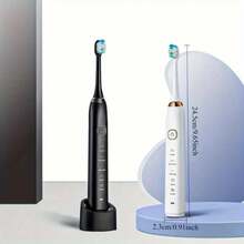 Escova de Dentes Elétrica 5 Modos 8 Cabeças de Escova Reposição Carregamento Sem Fio Grau Ipx7 À Prova d'Água Inclui Caixa de Viagem Casual Presente Ideal para Casa e Viagens de Adultos para Proteger a Saúde Bucal com Clareamento dos Dentes