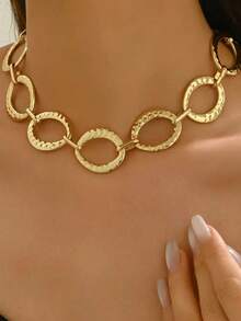 1 pieza Collar decorativo asimétrico circular geométrico de moda, adecuado para uso diario y de fiesta de mujeres