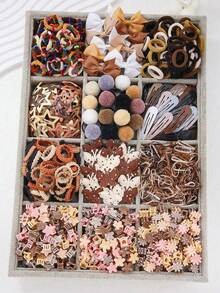 538pcs/Set Cute Girl's Bowknot Hair Clips, Elastic Hair Ties, Alligator Hair Clips, Water Drop Clips, BB Clips, Small Claws, Suitable For Daily Use - Multicolor - View 8
