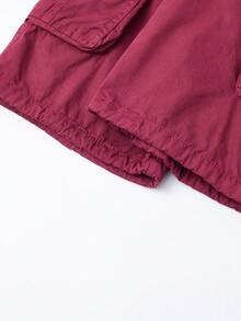 Plus-Size Men's Solid-Color Pure Cotton Fashionable Casual Campus College Style American High Street Outdoor Mountain Tactical Style Workwear Shorts - 珊瑚紅 - 查看 6