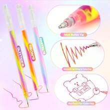 18Pcs Mixing Of 3 Colors Rainbow Gel Pens Color Changing Ballpoint Pen Glitter Pen Set For Adults Coloring Books Drawing Doodling Scrapbooking Notes,Artist Illustrating