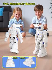 1pc Programmable Remote Control Robot Toy - Equipped With Dancing, Singing, Programming And LED Eyes Functions, Rechargeable RC Robot With Auto-Demo Mode, STEM Learning Toy Suitable For 3-12 Years Old Boys And Girls, Great For Christmas, Easter, Halloween, New Year, Birthday Gifts (White)