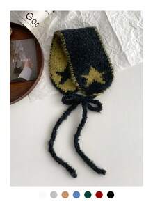 1 件女士条纹针织围脖，时尚头带，耳罩，秋冬百搭配饰