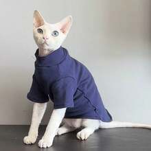 斯芬克斯猫冬季保暖套装 - 抓绒高领卫衣，透气无毛猫外套，适合小型/中型犬和吉娃娃，柔软舒适，户外防风保暖，适合秋冬季穿着 - 藏蓝色 - 查看 12