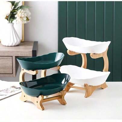 Table Plates For Serving Plates Dinnerware Wooden Snack Candy Cake Stand Bowl Home Food Fruit Plates Set Tableware