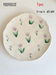 yeefeeco 1 pezzo Set tazza e piattino in ceramica, tazza da caffè e piattino con motivo floreale, tazza da tè carina e piattino, adatto per uso domestico, tè pomeridiano, ragazze e periodo di rientro a scuola