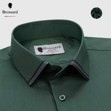 Men's Slim Fit Dress Shirt - Premium Breathable Fabric For Brazil's Climate | Anti-Wrinkle And Anti-Wrinkle | Elegant Collar In High-Quality Fabric | Soft And Comfortable Touch | Machine Washable - Ideal For Work And Events - màu xanh lá - Xem 2