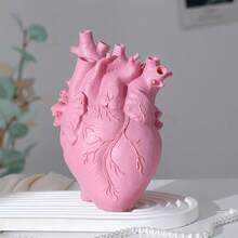 1 Piece Heart Shaped Resin Decoration For Tabletop And Living Room Includes Vase And Dried Flower Arrangement For Tabletop Resin Vase For Tabletop Tabletop Arrangement Room Living Room Decoration - 黑色 - 查看 8