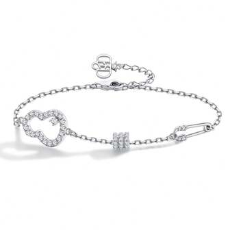 1pc Fashion S925 Sterling Silver Moissanite Gourd Bracelet For Women, Main Stone 0.1 Carat Round D Color VVS1 Moissanite, 925 Sterling Silver Clasp Bracelet, Gift For Valentine's Day, Mother's Day, Birthday, Anniversary