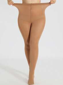 3 Pairs Women's Opaque Solid Color High Elasticity Leggings, Plus Size