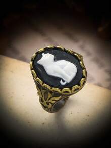 1 chiếc nhẫn trang sức hình mèo phong cách Bohemian cổ điển dành cho nam và nữ làm quà tặng tiệc - nhẫn - Xem 4