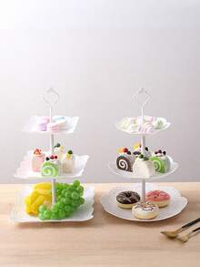 2set/1set 3-Layer White Cake Stand, Cookie Tray And Cupcake Tower, Ideal For Decorating Cakes On Weddings, Graduation Parties And Other Occasions/Holidays & Party Supplies / Cake Decorating Supplies /Cupcake Stands/Room Decor/Halloween Decor/Halloween/Fall Decor/Home Decor/Fall Decorations For Home/Kitchen Accessories