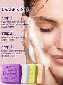 3pcs 100g/Pc Turmeric Lemon Handmade Soap, Suitable For Face, Bath And Cleansing, Rich Foam, Deep Cleansing And Smooth Skin, Handcrafted With Essential Oils - Multicolor - View 4