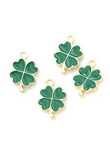 5-20pcs Alloy Enamel Lucky Four-Leaf Clover Flower Pendant, Green Four-Leaf Clover Flower Pendant, Multi-Color Four-Leaf Clover Pendant, Suitable For Making Jewelry, Earrings, Necklaces, Bracelets, Anklets, Phone Straps, Keychains, Bag Charms, Ideal For Holiday Gifts, New Year, Christmas, Halloween - Accessories - View 2