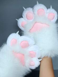Furry Paw Gloves - Halloween Cosplay Cat Claw Design With Soft Fur, Perfect For Fursuit Paws And Head Accessories - Nhiều màu - Xem 7
