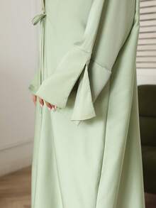 1pc Women's Satin Style Dress. This Elegant Dress Also Comes In A Long Abaya Version, Suitable For Daily Wear And Special Occasions. Eid Spring - Green - View 6