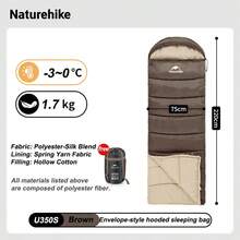 Naturehike Túi ngủ cotton dày dặn ấm áp 4 mùa, thích hợp cho người lớn, có thể kết nối, di động khi cắm trại ngoài trời, dành cho một người - màu nâu - Xem 16