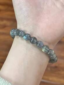 8毫米天然拉长石串珠手链 - 手工波西米亚风饰品，象征内在力量、勇气和正能量 - 适合女性/男性的灵性脉轮礼物（情人节、母亲节、父亲节） - 拉长石宝石饰品，守护你的自信，优雅配饰，抛光工艺，冥想必备，波西米亚风，正念生活装饰 - 5A grade labradorite - 查看 2