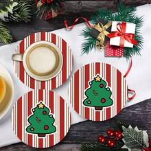 2pcs/4pcs/6pcs Christmas Tree Pattern Printed Diatomite Placemats, Home Decor, Suitable For Christmas Gifts, Christmas Decorations, Applicable To Dining Table, Coffee Bar, All Seasons, Washable Placemats, Room Decor, Coasters, Drink Mats, Drain Mats, Kitchen Dining Table Mats, Indoor/Outdoor Party Decorations, Home Decor, Ideal Gifts